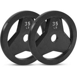 Champion Sports JFIT Cast Iron Grip Plate Pair Strength Training 35 lb (Set of 2) (CMP-J-CIGP35SET)