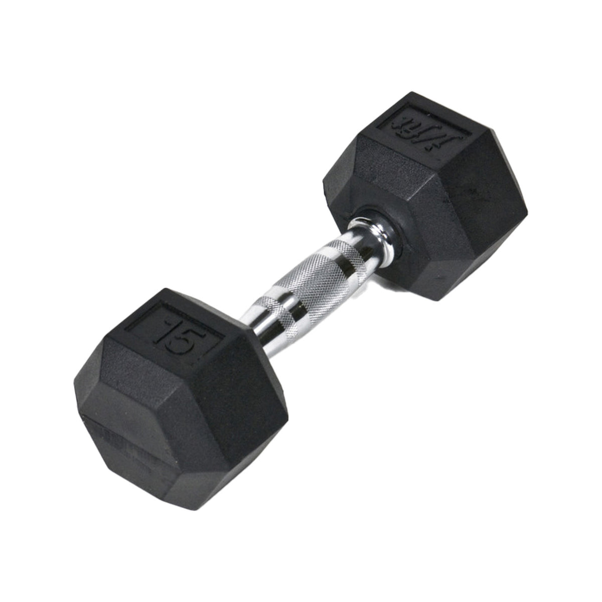Champion Sports JFIT Rubber Hex Dumbbell Strength Training 15 lb Single (CMP-J-RHDB15)