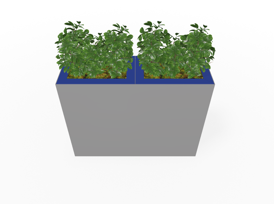 Magnuson Double-Compartment Wide Painted Steel Indoor Planter with Dual Removable Tops and Internal Liners (MAG-PIC-2x90R-PL-PL-XXX)