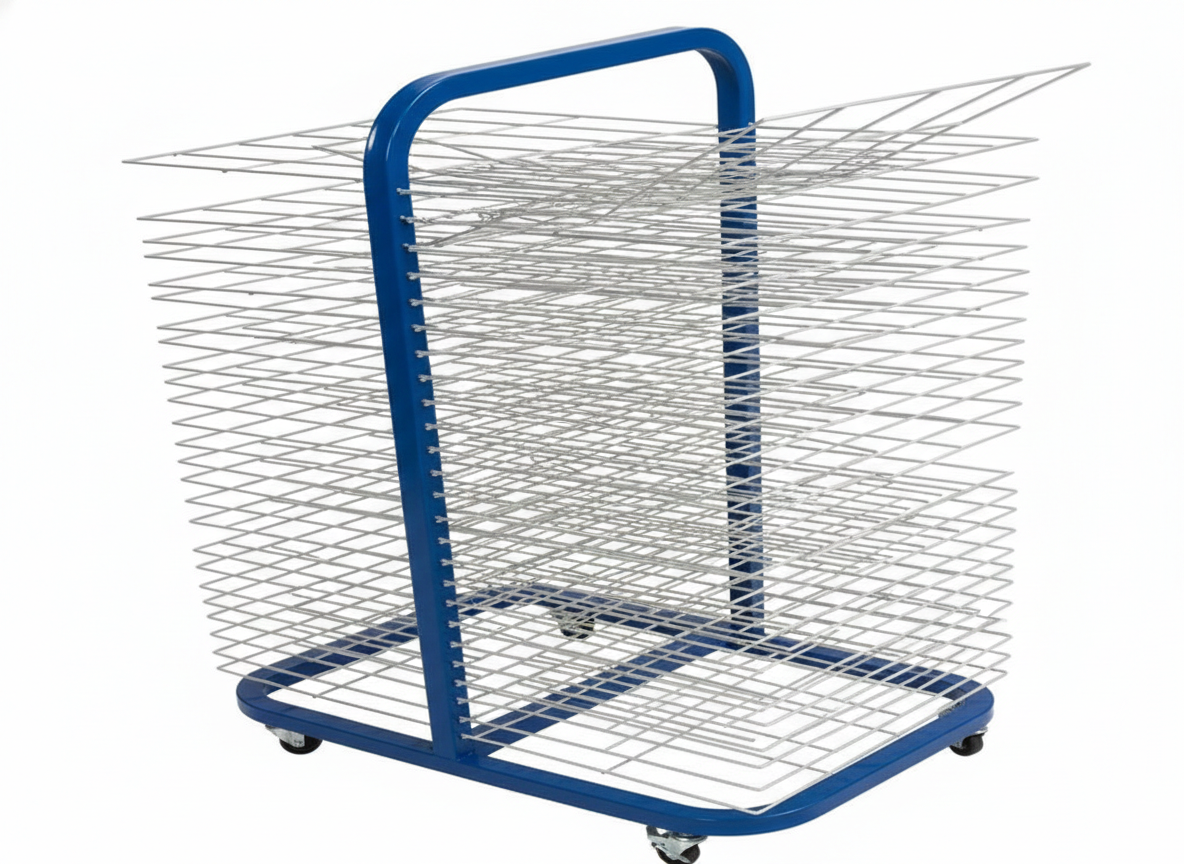 Fuerza High-Capacity 50-Shelf Mobile Art Drying Rack and Vertical Stor ...