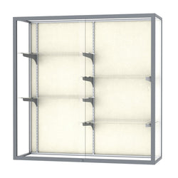 Ghent Champion Wall-Mounted Display Case, Plaque Fabric Back, Aluminum Frame, 4 Shelves, 48"H x 48"W x 16"D