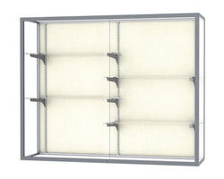 Ghent Champion Wall-Mounted Display Case, Plaque Fabric Back, Aluminum Frame, 4 Shelves, 48"H x 60"W x 16"D