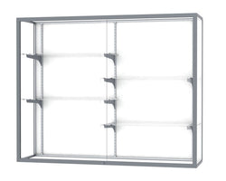 Ghent Champion Wall-Mounted Display Case, White Laminate Back, Aluminum Frame, 4 Shelves, 48"H x 60"W x 16"D