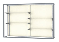 Ghent Champion Wall-Mounted Display Case, Plaque Fabric Back, Aluminum Frame, 4 Shelves, 48"H x 72"W x 16"D