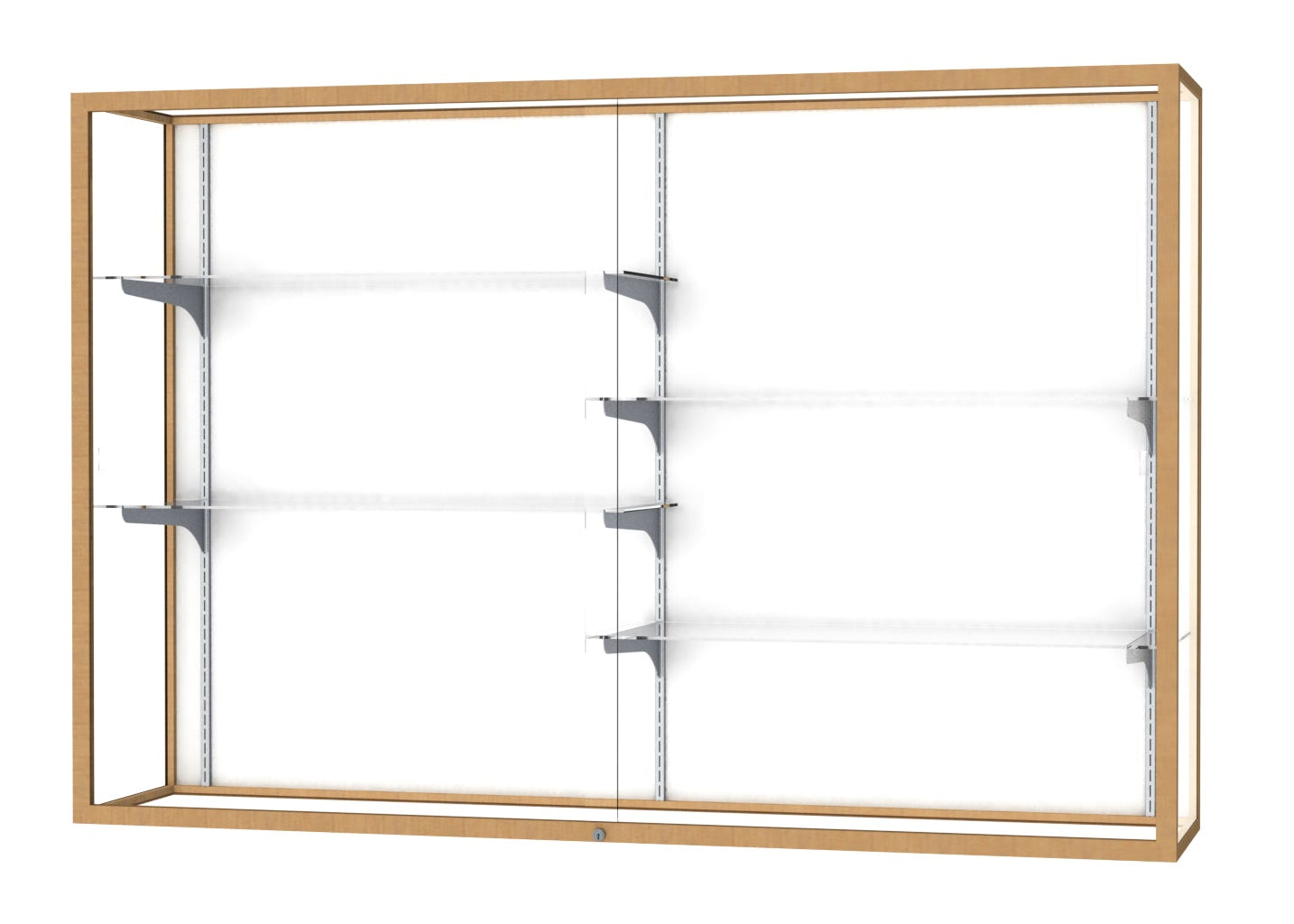 Ghent Champion Wall-Mounted Display Case, White Laminate Back, Aluminum Frame, 4 Shelves, 48"H x 72"W x 16"D