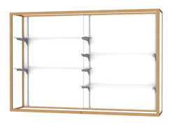 Ghent Champion Wall-Mounted Display Case, White Laminate Back, Aluminum Frame, 4 Shelves, 48"H x 72"W x 16"D