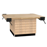 Diversified Woodcrafts 4-Station Wood Workbench with 2 Doors and 6 Drawers - 64