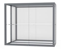 Ghent Champion Wall-Mounted Display Case, Mirror Back, Aluminum Frame, 1 Shelf, 36"H x 30"W x 14"D