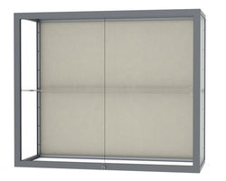 Ghent Champion Wall-Mounted Display Case, Plaque Fabric Back, Aluminum Frame, 1 Shelf, 36"H x 30"W x 14"D