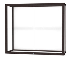 Ghent Champion Wall-Mounted Display Case, White Laminate Back, Aluminum Frame, 1 Shelf, 36"H x 30"W x 14"D