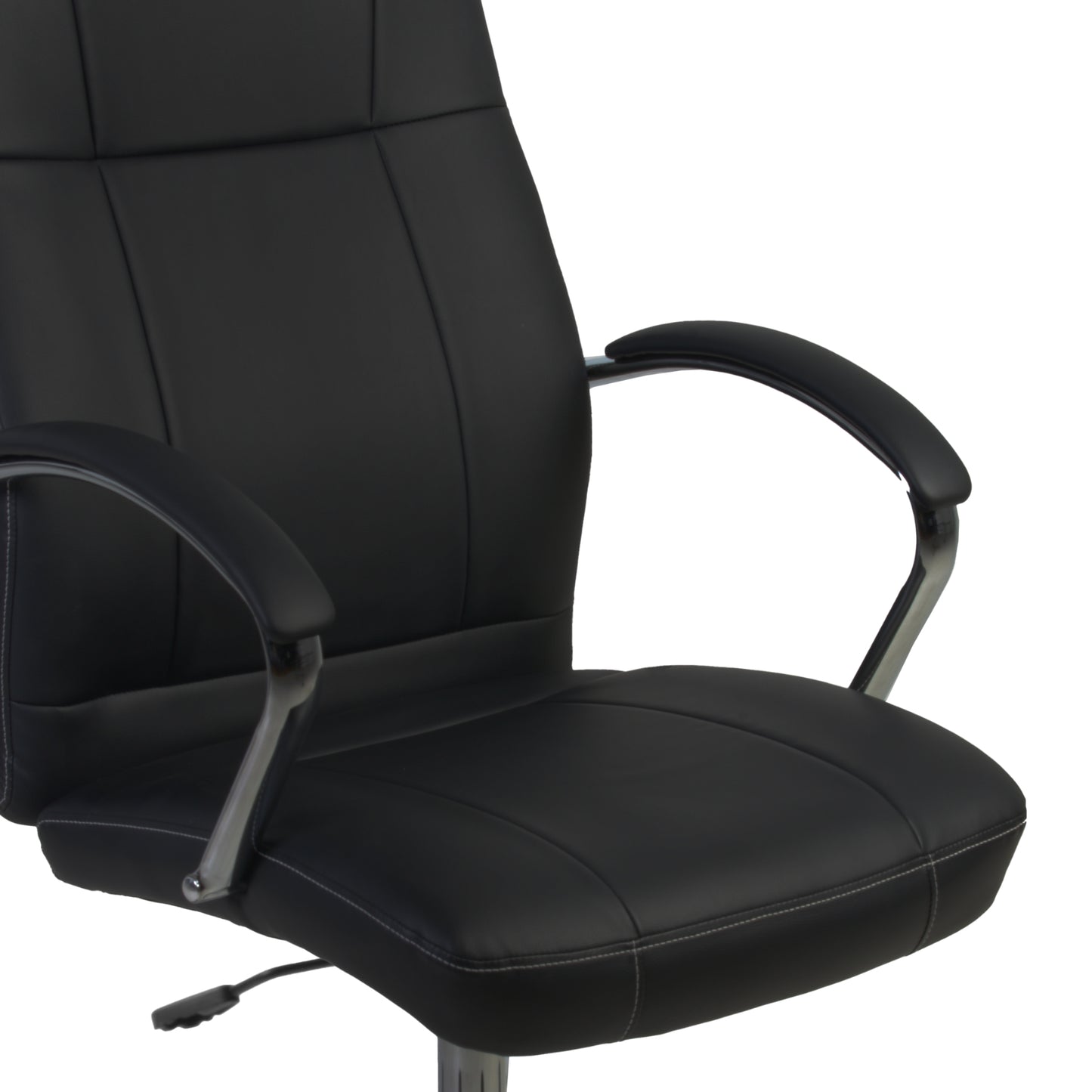Regency Cielo High-Back Leatherette Executive Chair with Chrome Accents and Ergonomic Tilt Control 18.75-22.75"H (REG-3010BK)