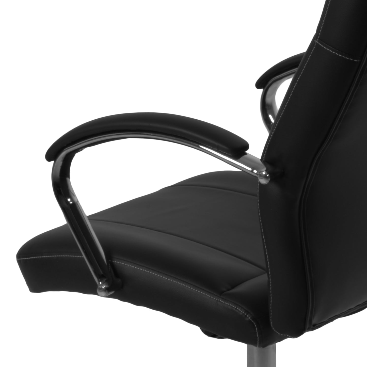 Regency Cielo High-Back Leatherette Executive Chair with Chrome Accents and Ergonomic Tilt Control 18.75-22.75"H (REG-3010BK)