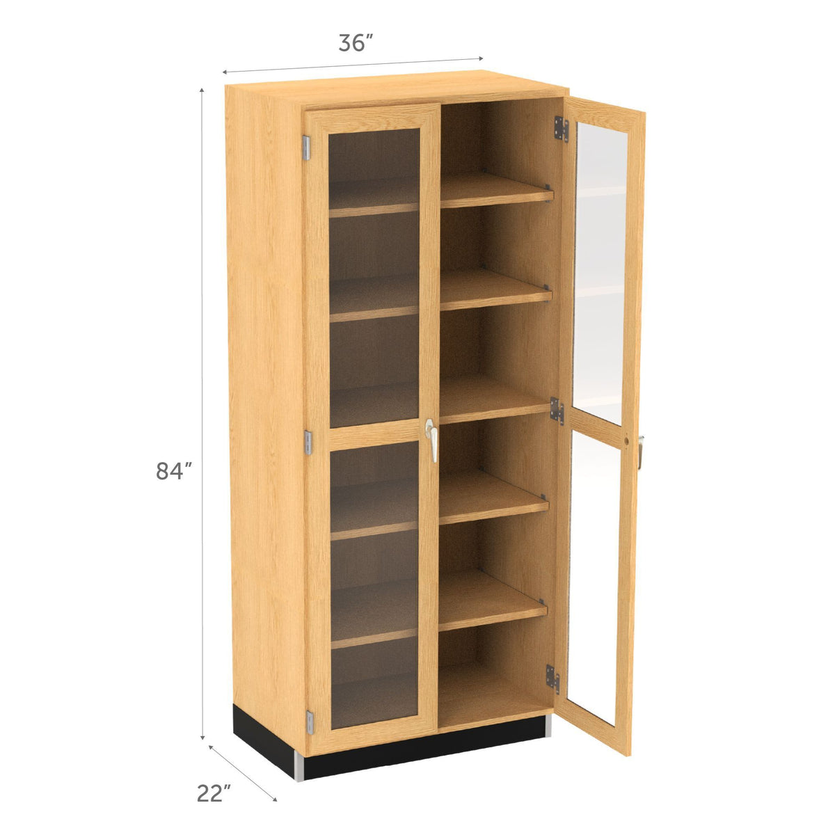 Diversified Woodcrafts Wall Wood Storage Cabinet w/ Glass Doors 36"W x 22"D x 84"H (DIV-358-3622K)