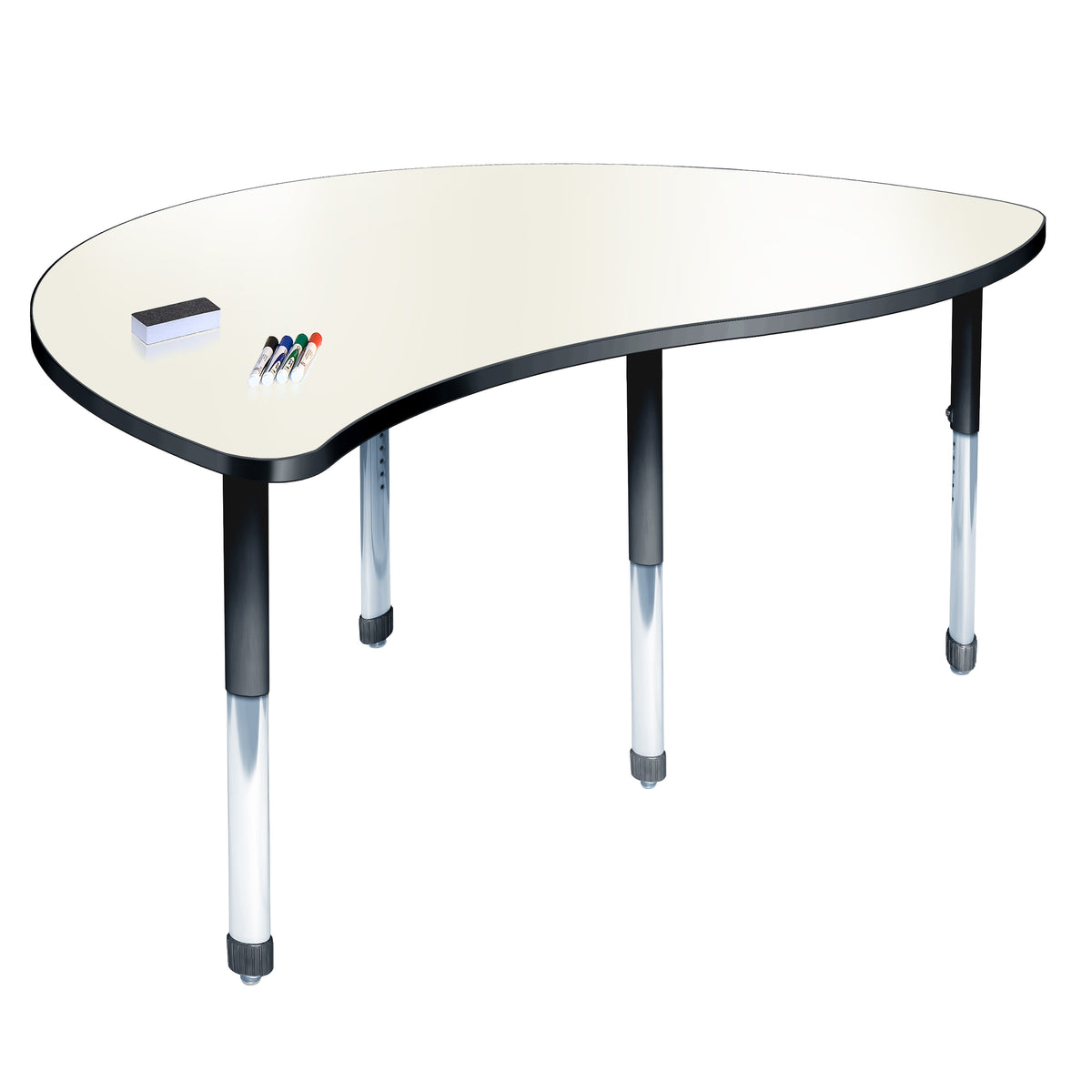 Allied Aero Merge Shaped Dry Erase Table with Adjustable Height 48"W x 30"D x 19"-31"H (ALD-ARO3048MGDE)