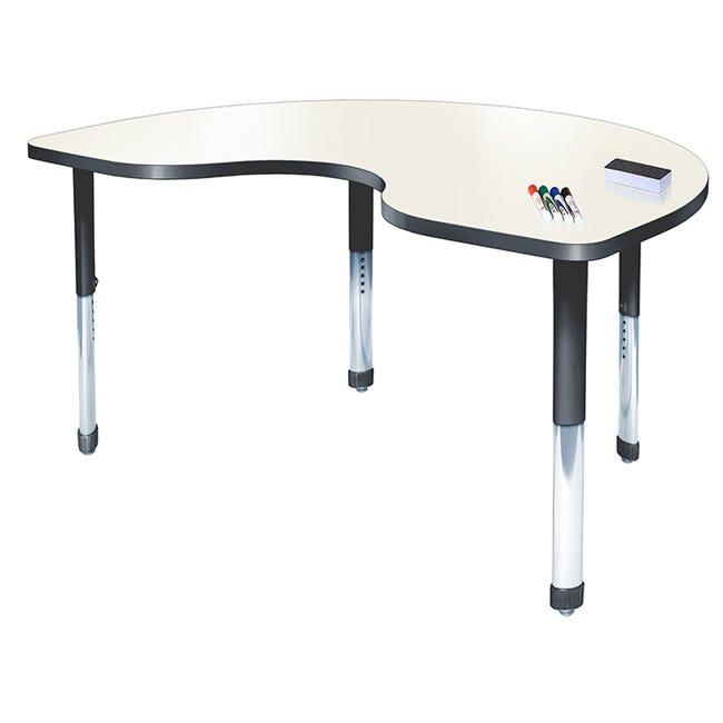 Allied Aero Kidney Dry Erase Height-Adjustable MarkerBoard Table 72"W x 48"D x 19"-31"H (ALD-ARO472KDE)