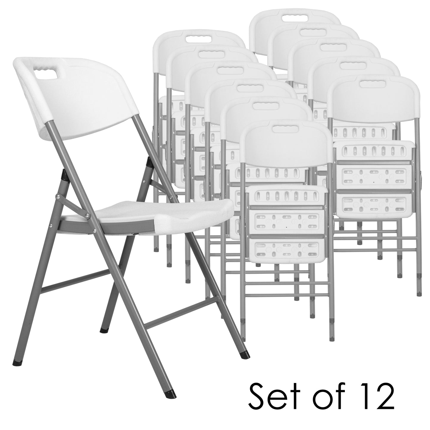 Regency Trestle Series Rectangular Blow Mold Folding Chair 12 Pack 18"W x 20"D x 31"H (REG-4200WH12PK)