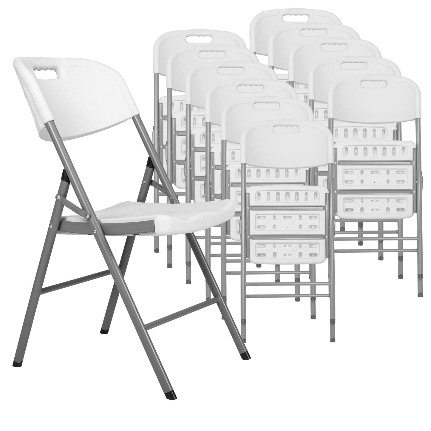 Regency Trestle Series Rectangular Blow Mold Folding Chair 12 Pack 18"W x 20"D x 31"H (REG-4200WH12PK)