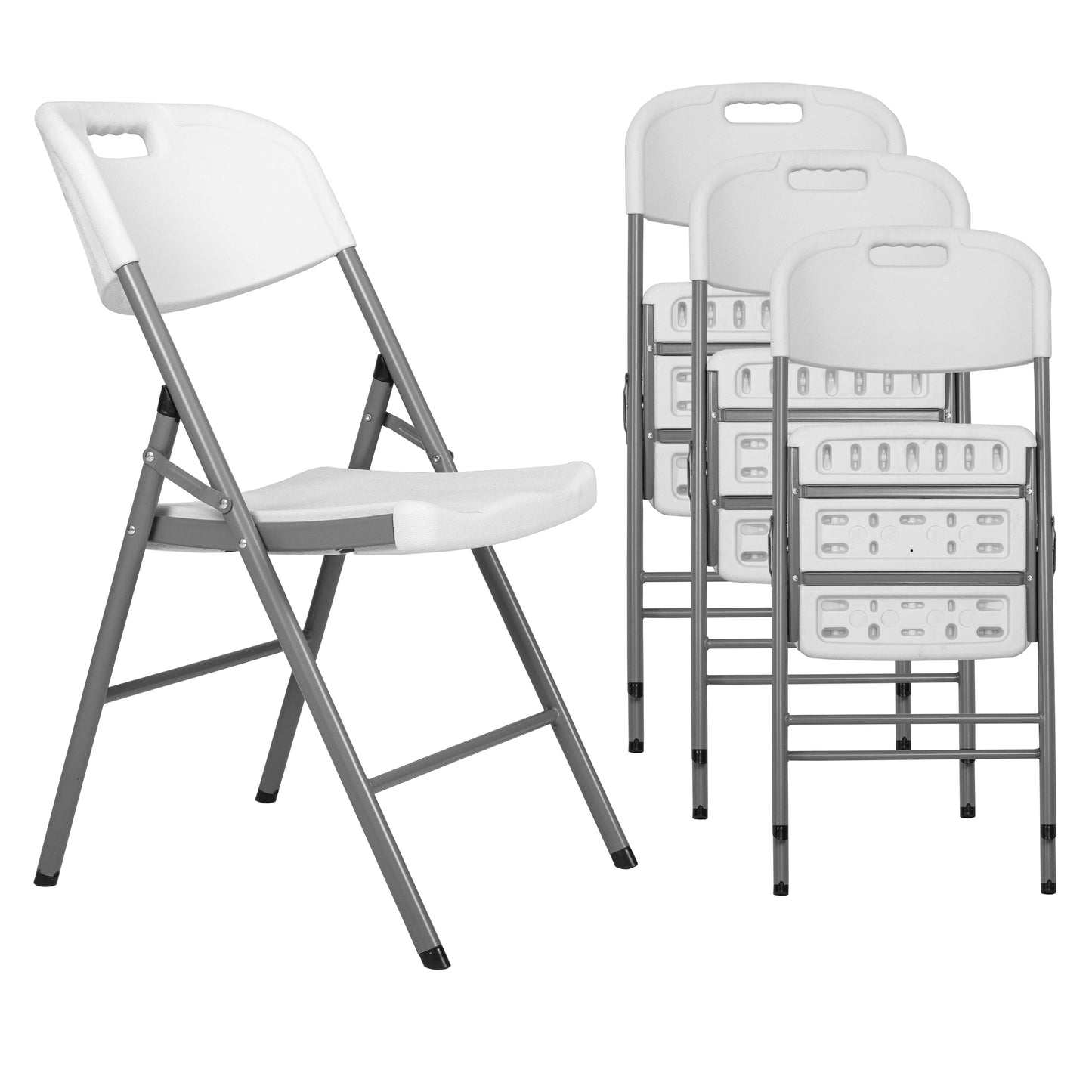 Regency Trestle Series Rectangular Blow Mold Folding Chair 4 Pack 17"W x 20"D x 34"H (REG-4200WH4PK)