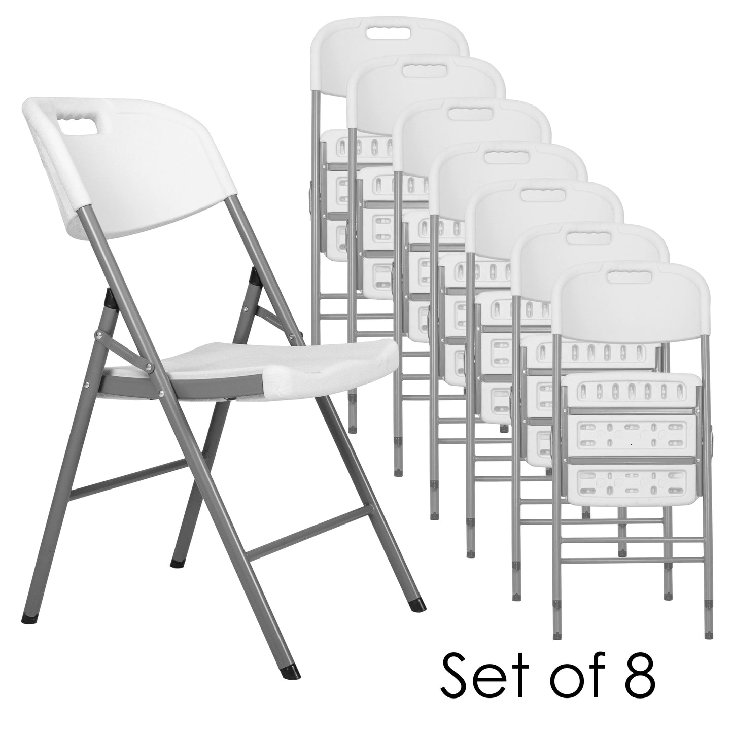 Regency Trestle Series Rectangular Blow Mold Folding Chair 8 Pack 17"W x 20"D x 34"H (REG-4200WH8PK)