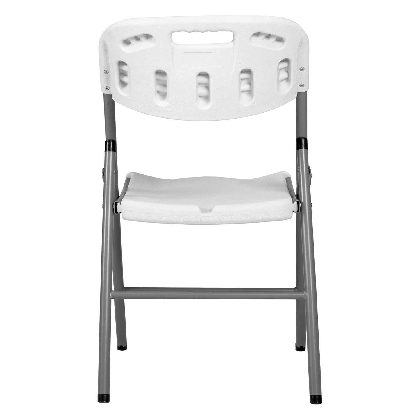 Regency Trestle 4 ft Round Folding Table and 4 Chairs Set 48"W x 48"D x 29"H (REG-TBM48RNDWH42WH)