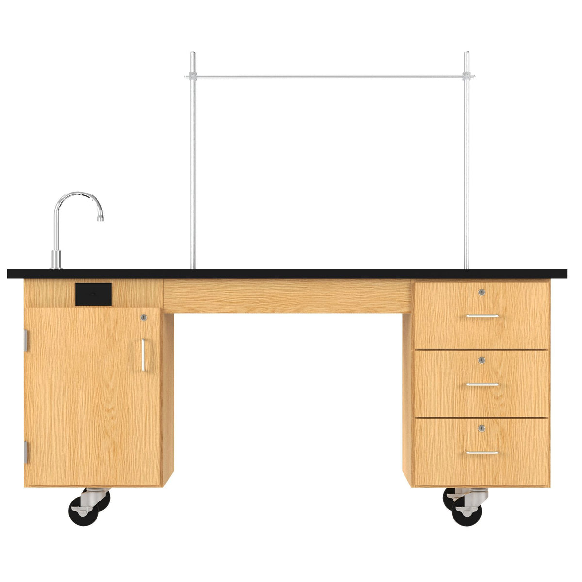 Diversified Woodcrafts ADA Compatible Mobile Lab Station w/Sink & Rod Sockets - 72"W x 24"D (DIV-4352K)