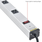 Global Industrial Aluminum Power Strip - 10 Outlets & 15A/120V, 15' Cord, Silver, 48