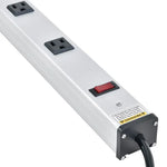 Global Industrial Aluminum Power Strip - 10 Outlets & 15A/120V, 15' Cord, Silver, 48