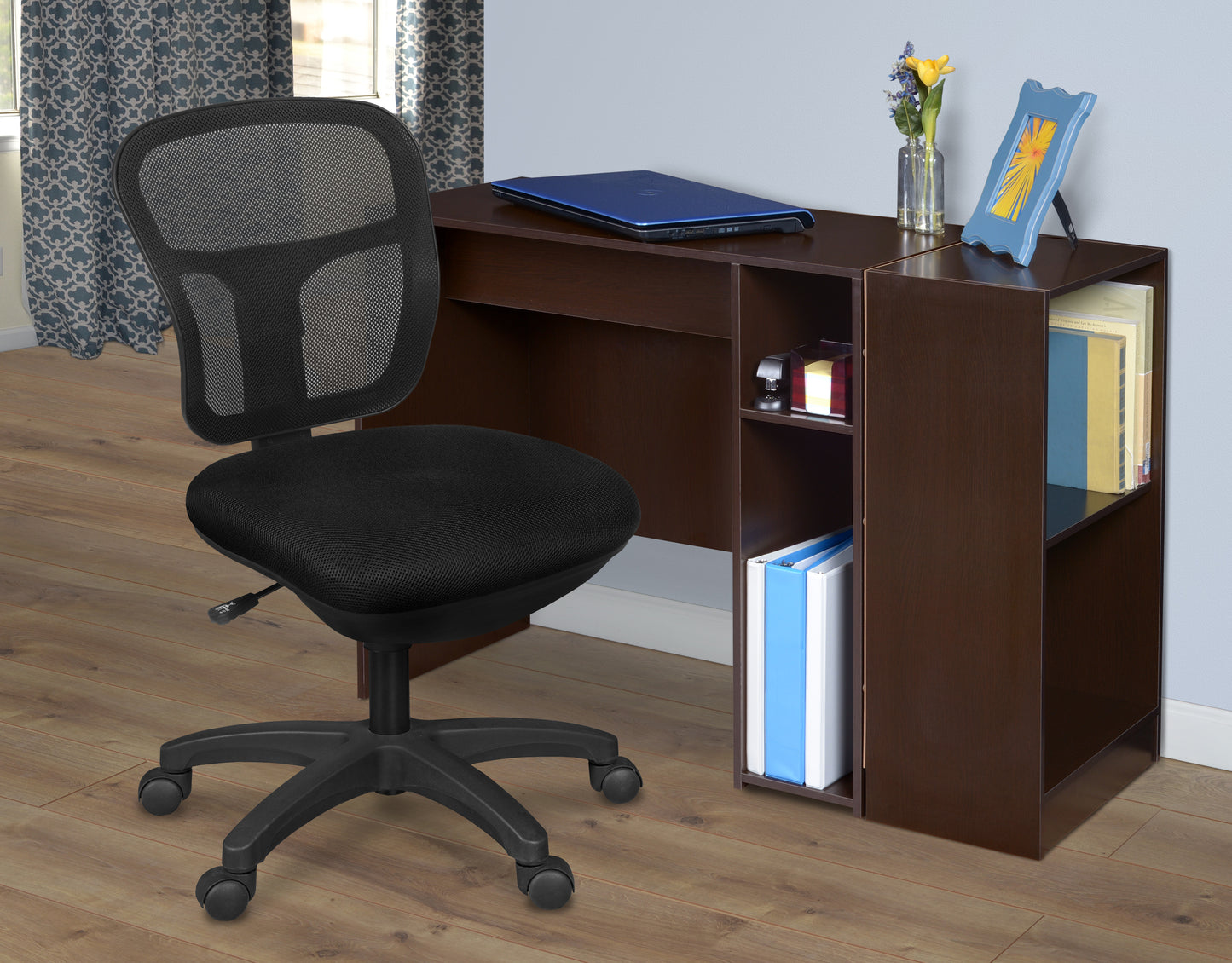 Regency Harrison Armless Mesh Back Task Chair with Breathable Ergonomic Support and Space-Saving Profile 18-23"H (REG-5129BK)