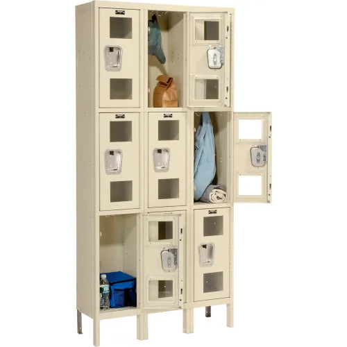 Hallowell Safety View Triple-Tier 3-Wide Lockers 36"W x 12"D x 78"H (HAL-USV3228-3PT)