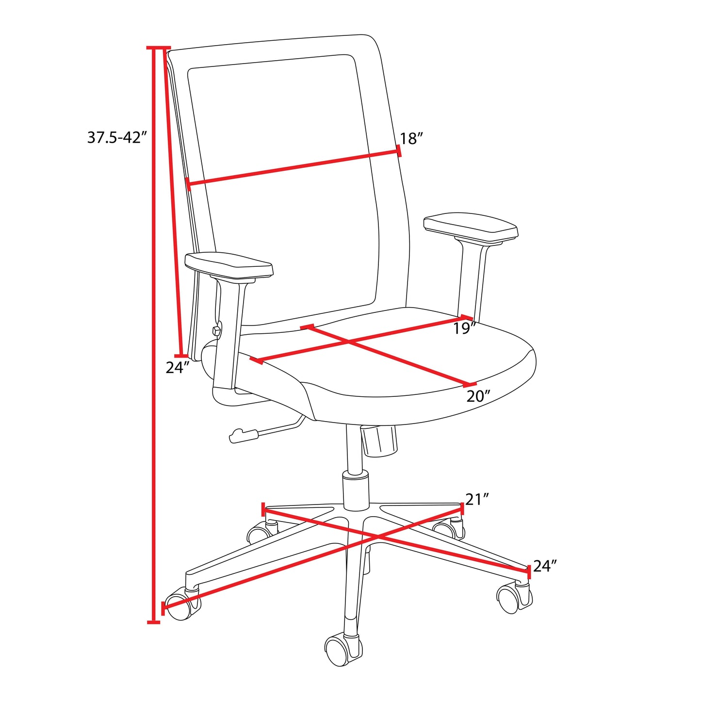 Regency Kodak Ergonomic Mesh Office Chair with Adjustable Lumbar Support and Personalized Arm Positioning 22"H (REG-5656BK)