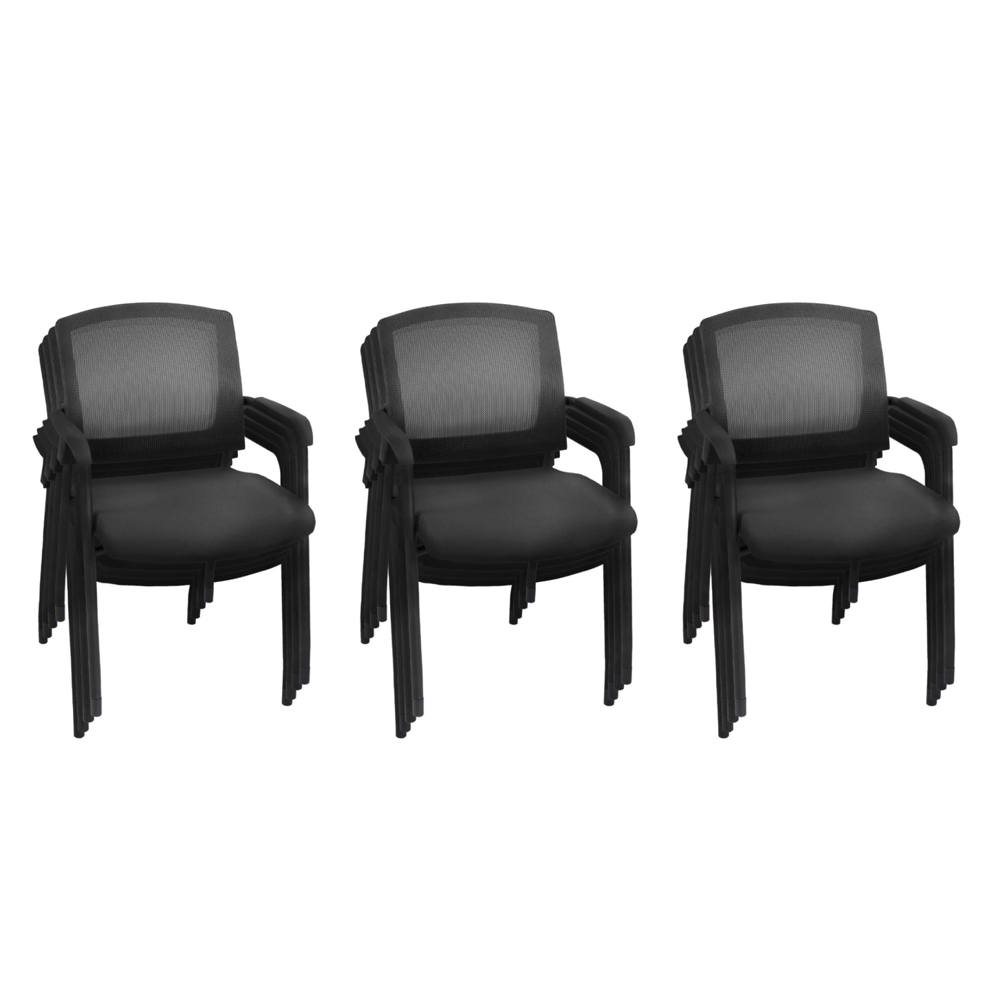 Regency Knight 12-Pack Multi-Purpose Mesh Back Training Room Chairs with Reinforced Steel Frames 17"H (REG-5675XBK12PK)