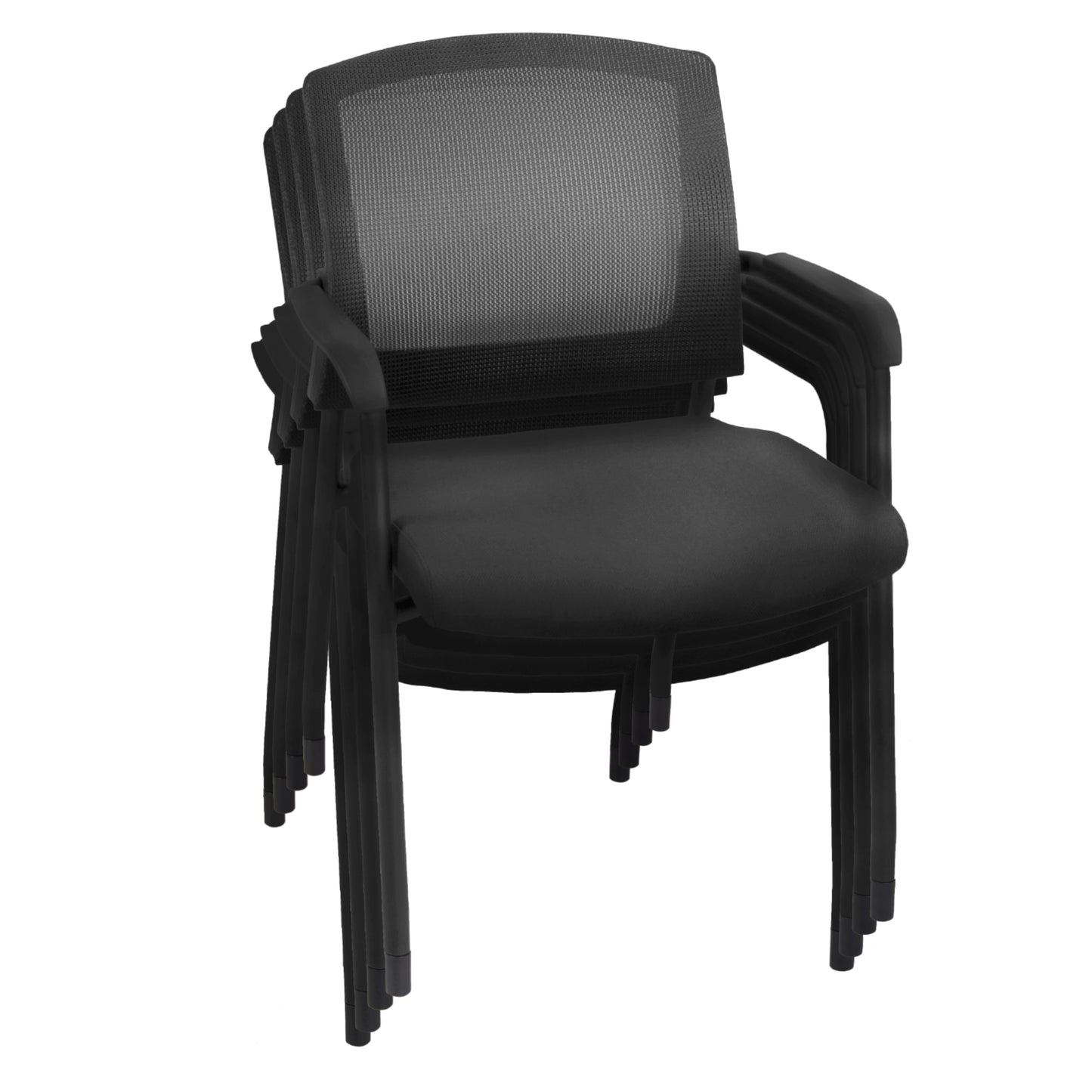 Regency Knight 4-Pack Multi-Purpose Mesh Back Guest Chairs with Breathable Support and Stackable Steel Frames 17"H (REG-5675XBK4PK)