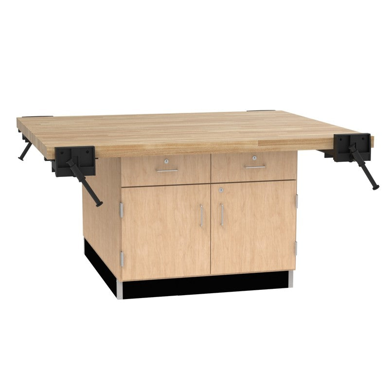 Diversified Woodcrafts 4-Station Wood Workbench with 4 Doors and Drawers - 64"W x 54"D (DIV-WW32)
