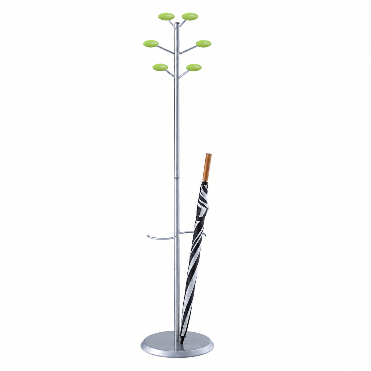 Magnuson Architectural Steel Coat Tree with 6 Wood Knobs 15"W x 15"D x 67"H (MAG-MET)