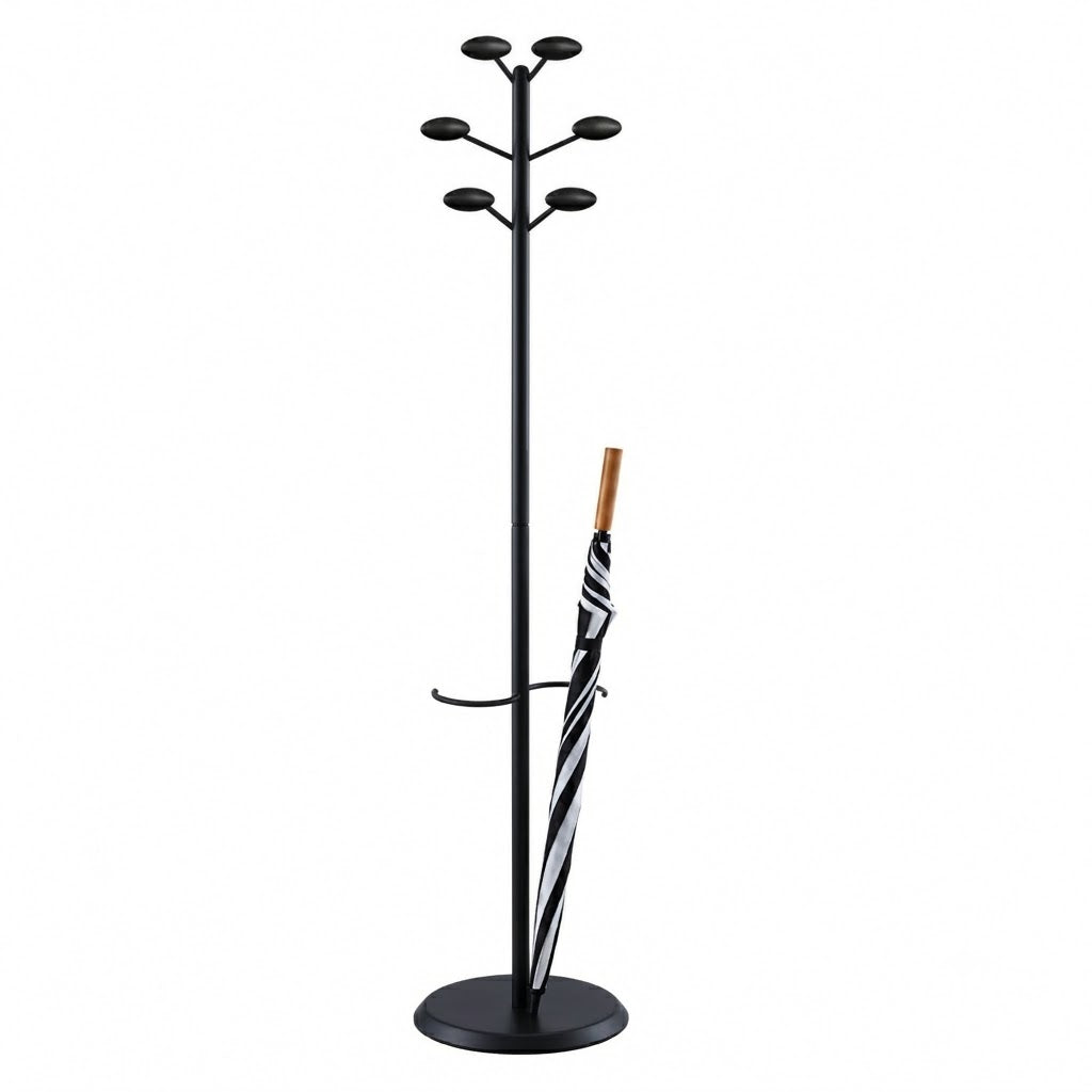 Magnuson Architectural Steel Coat Tree with 6 Wood Knobs 15"W x 15"D x 67"H (MAG-MET)