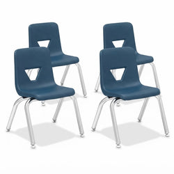 Lorell 12” Seat Height Student Stack Chair, Four-legged Base for Classrooms - Set of 4 (LLR-LLR99881)