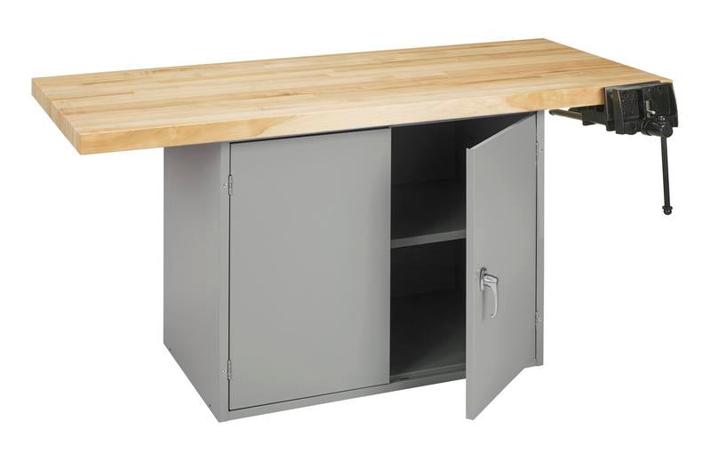 Diversified Woodcrafts 2-Station Steel Workbench with 2 Door Units - 64"W x 28"D (DIV-WBD2)