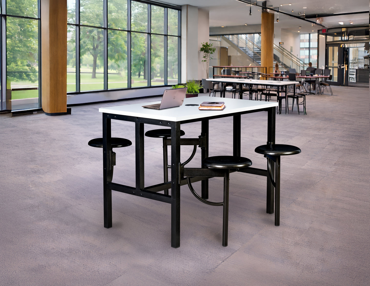Regency Endure Standing Height Collaborative Table & Chair Set with 4 Pull-Out Stools 31.25"W x 48"L x 38"H (REG-9004-XXX-DVN)