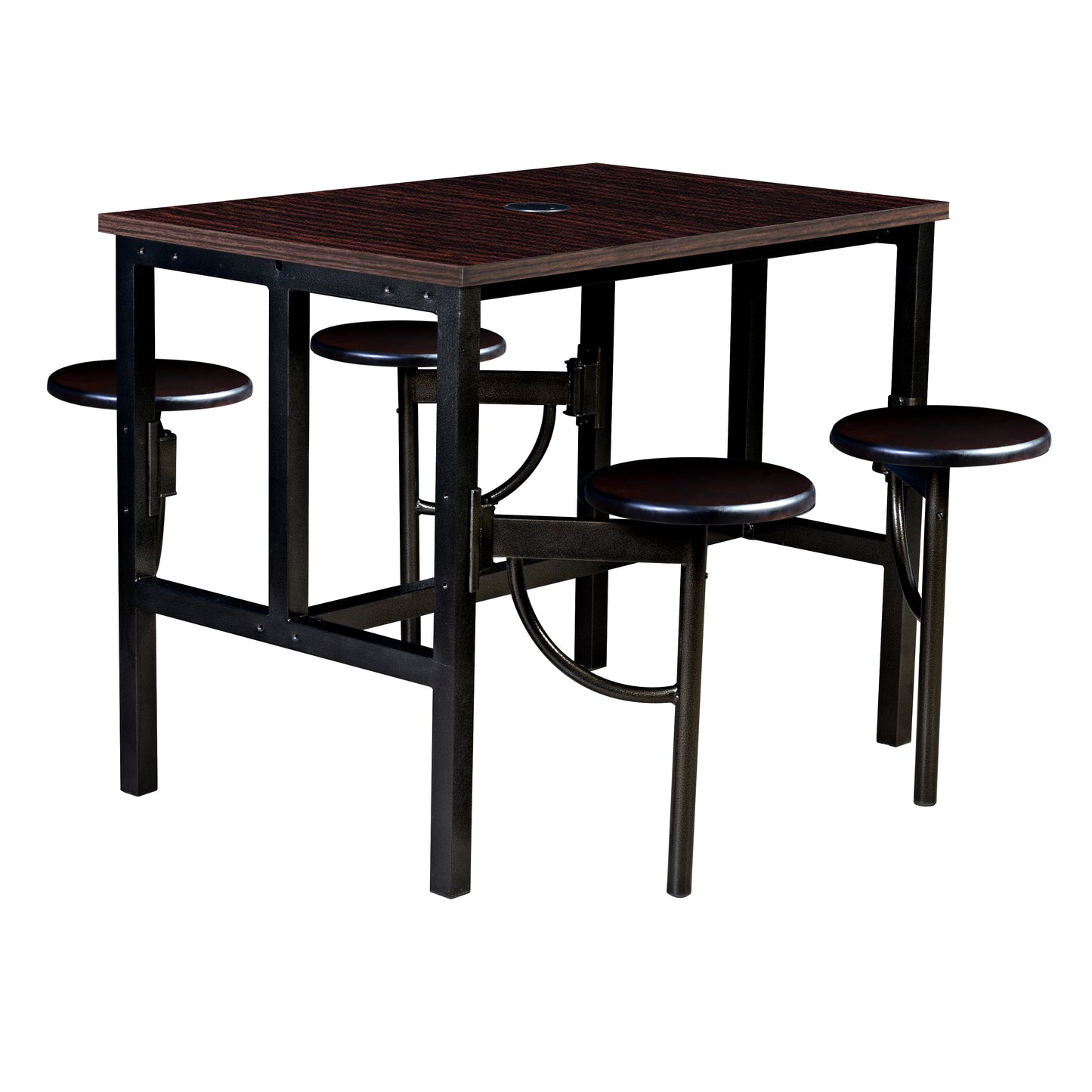 Regency Endure Standing Height Collaborative Table & Chair Set with 4 Pull-Out Stools Walnut Top, Walnut Wood Seats 31.25"W x 48"L x 38"H (REG-9004-WLT-WLT)