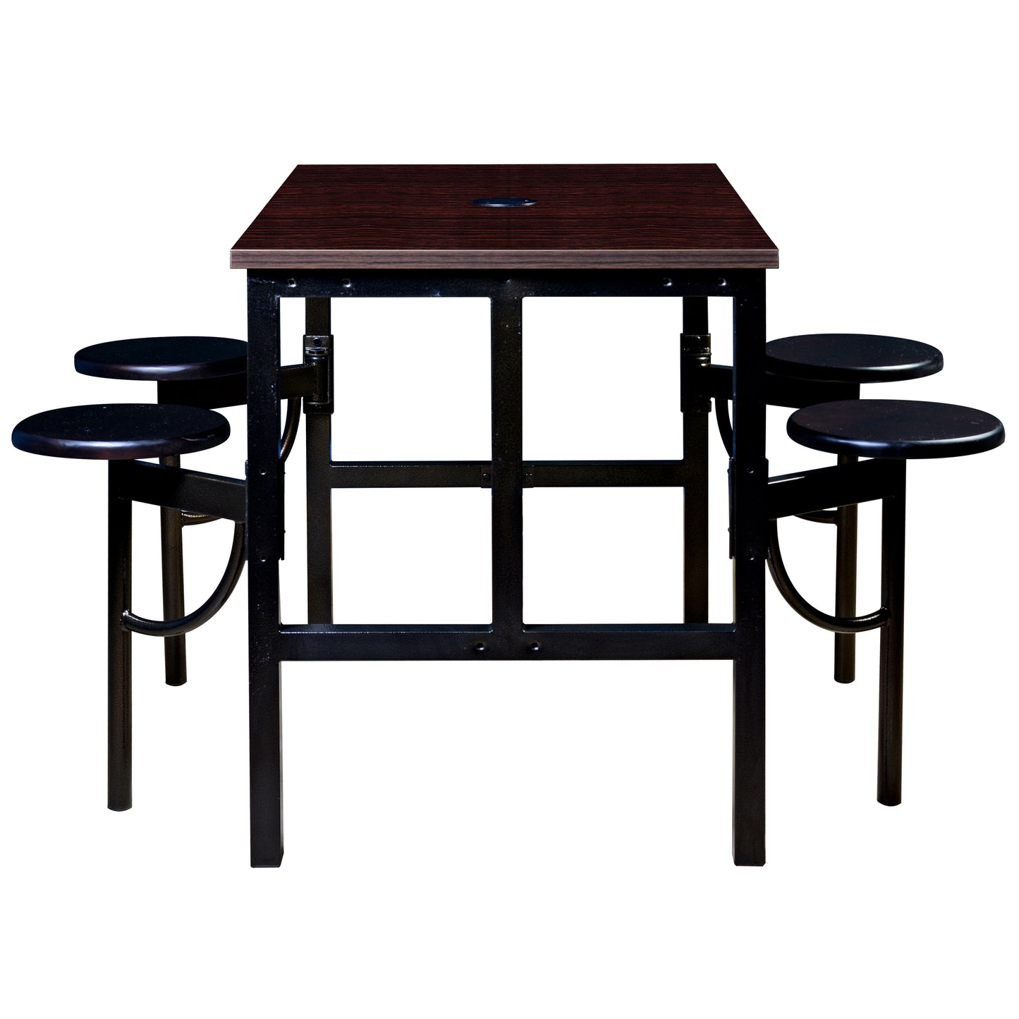Regency Endure Standing Height Collaborative Table & Chair Set with 4 Pull-Out Stools Walnut Top, Walnut Wood Seats 31.25"W x 48"L x 38"H (REG-9004-WLT-WLT)