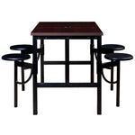 Regency Endure Standing Height Collaborative Table & Chair Set with 4 Pull-Out Stools Walnut Top, Walnut Wood Seats 31.25