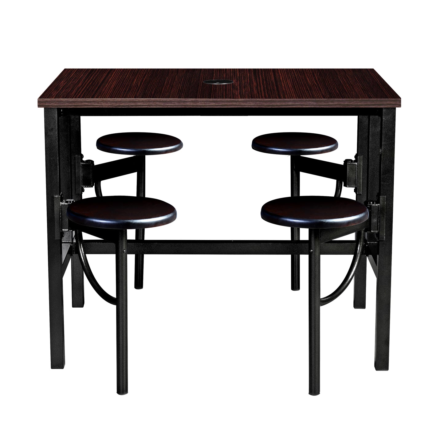 Regency Endure Standing Height Collaborative Table & Chair Set with 4 Pull-Out Stools Walnut Top, Walnut Wood Seats 31.25"W x 48"L x 38"H (REG-9004-WLT-WLT)