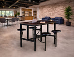 Regency Endure Standing Height Collaborative Table & Chair Set with 4 Pull-Out Stools Walnut Top, Walnut Wood Seats 31.25