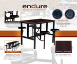 Regency Endure Standing Height Collaborative Table & Chair Set with 4 Pull-Out Stools Walnut Top, Walnut Wood Seats 31.25