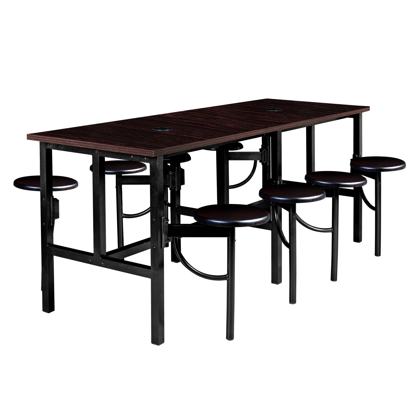 Regency Endure Standing Height Collaborative Table & Chair Set with 8 Pull-Out Stools Walnut Top, Walnut Wood Seats 31.25"W x 96"L x 38"H (REG-9008-WLT-WLT)