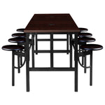Regency Endure Standing Height Collaborative Table & Chair Set with 8 Pull-Out Stools Walnut Top, Walnut Wood Seats 31.25
