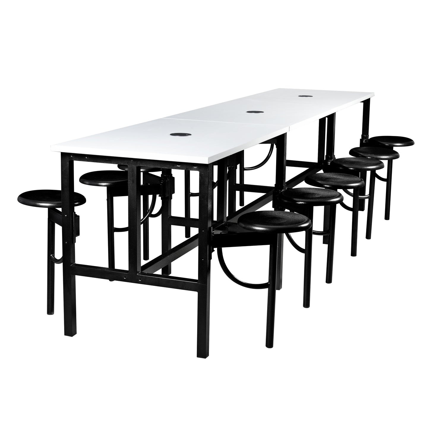 Regency Endure Standing Height Collaborative Table & Chair Set with 12 Pull-Out Stools 31.25"W x 141"L x 38"H (REG-9012-XXX-DVN)