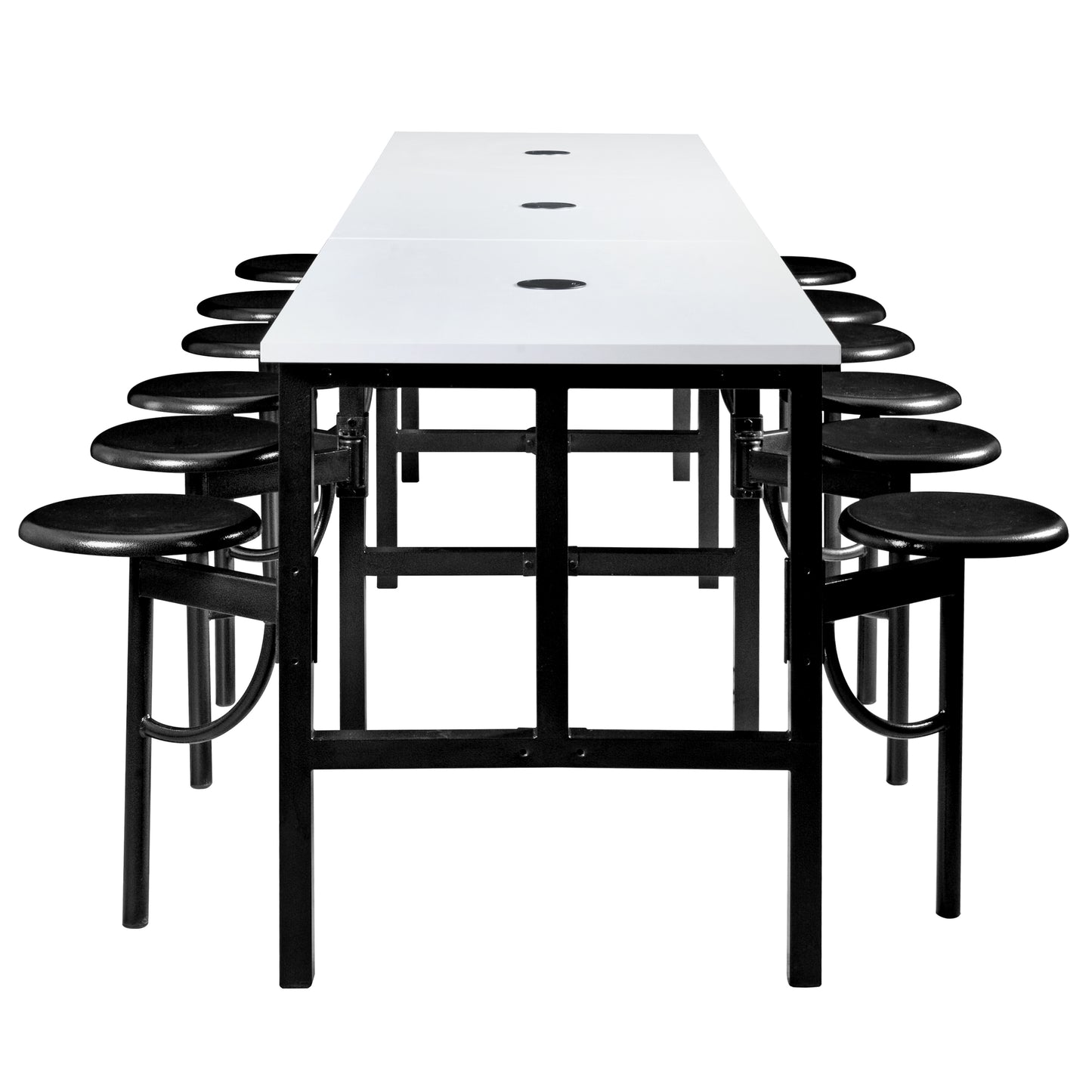 Regency Endure Standing Height Collaborative Table & Chair Set with 12 Pull-Out Stools 31.25"W x 141"L x 38"H (REG-9012-XXX-DVN)