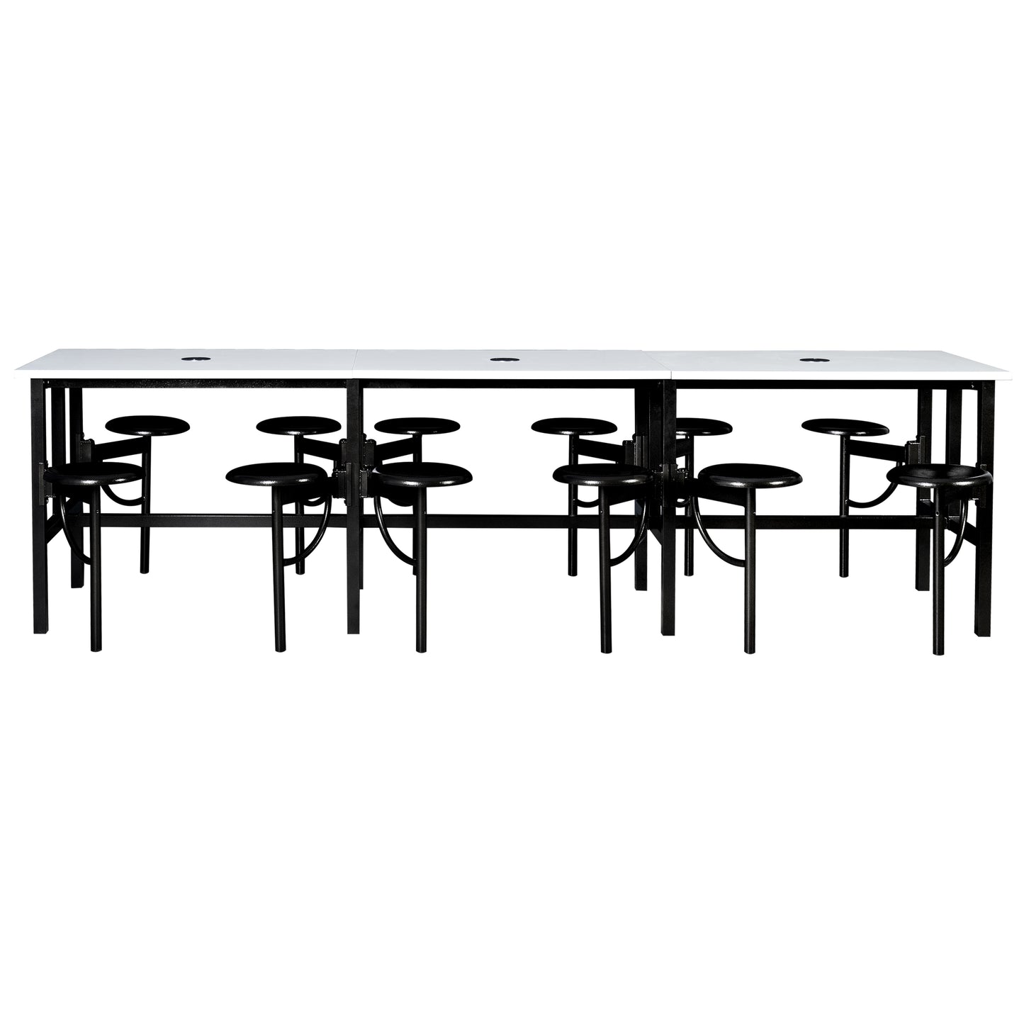 Regency Endure Standing Height Collaborative Table & Chair Set with 12 Pull-Out Stools 31.25"W x 141"L x 38"H (REG-9012-XXX-DVN)