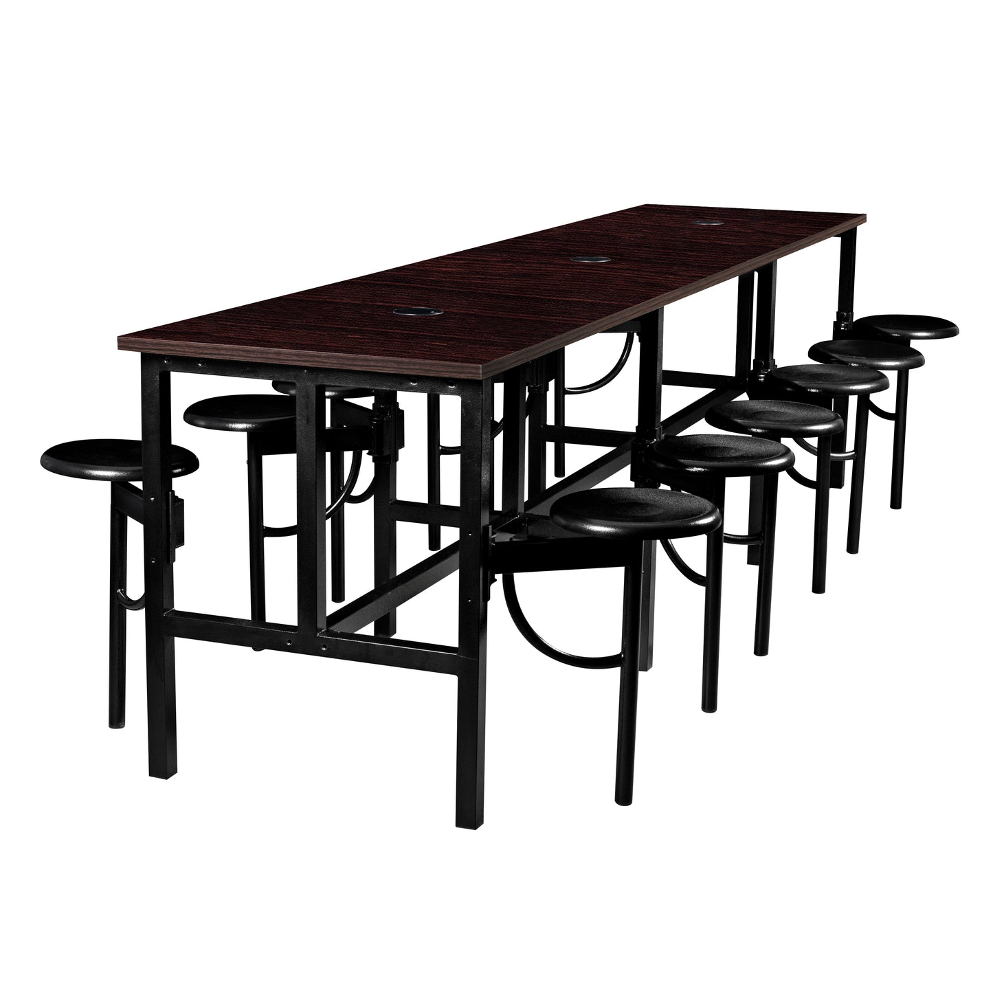 Regency Endure Standing Height Collaborative Table & Chair Set with 12 Pull-Out Stools 31.25"W x 141"L x 38"H (REG-9012-XXX-DVN)
